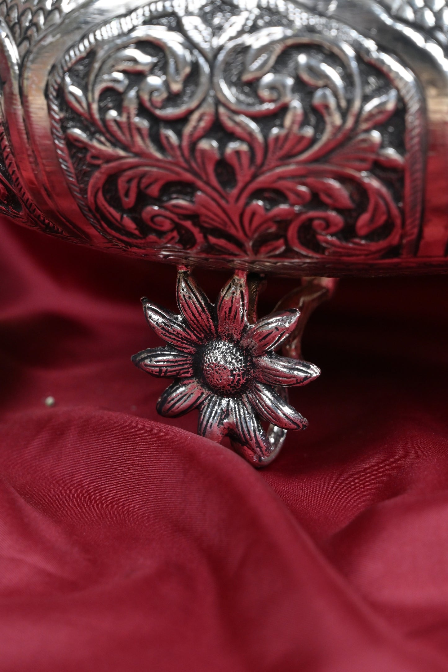 Handcrafted German Silver Urli Bowl – Elegant Traditional Decorative Centerpiece for Home & Pooja Decor