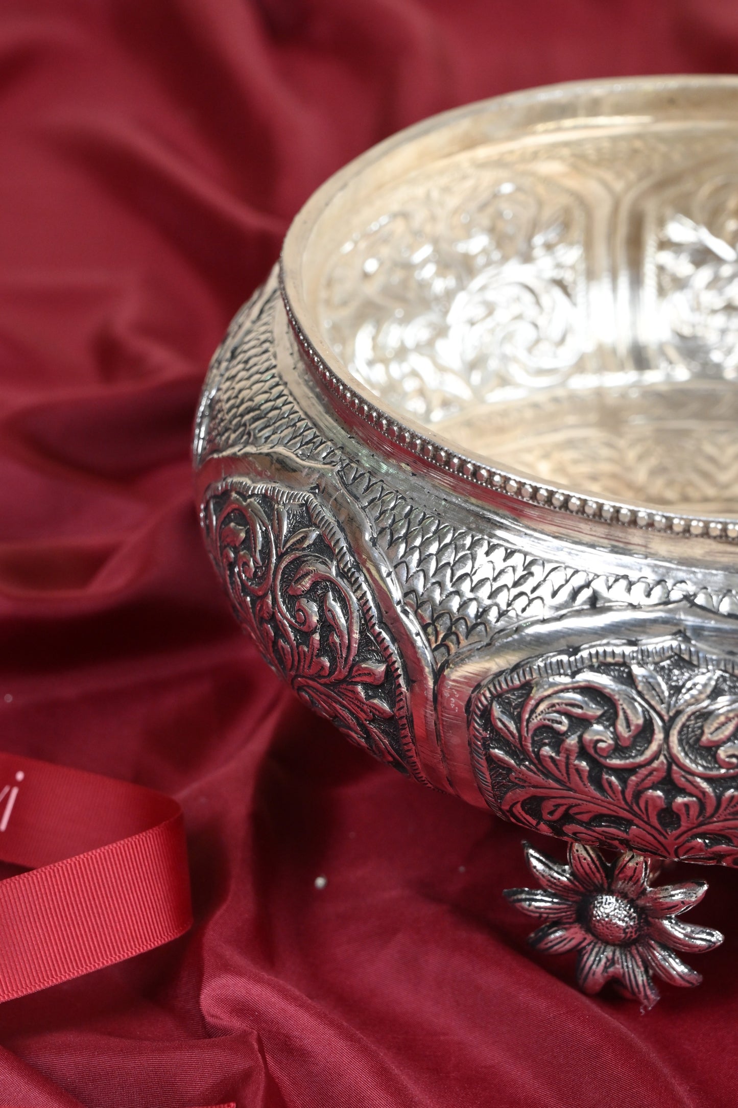 Handcrafted German Silver Urli Bowl – Elegant Traditional Decorative Centerpiece for Home & Pooja Decor
