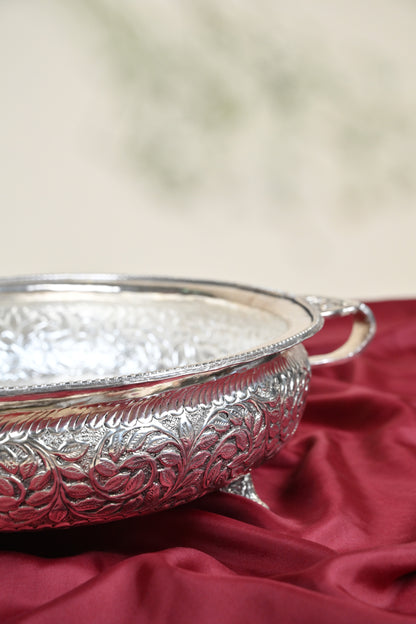Extra Large Handcrafted German Silver Urli Bowl – Grand Traditional Decorative Centerpiece for Festive & Pooja Decor