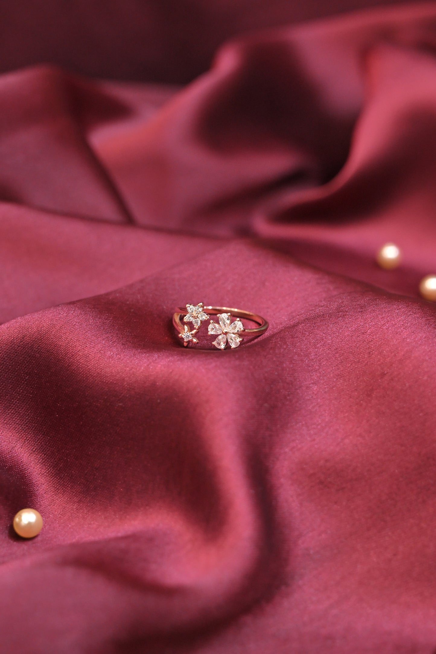 floral blossom rose gold ring