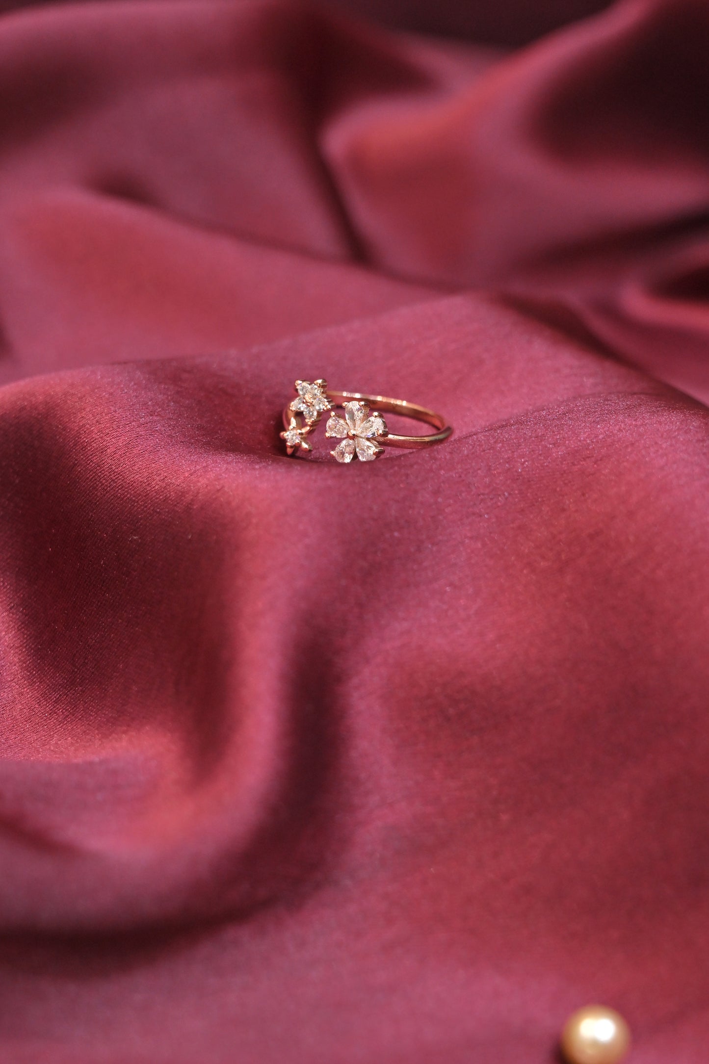 floral blossom rose gold ring