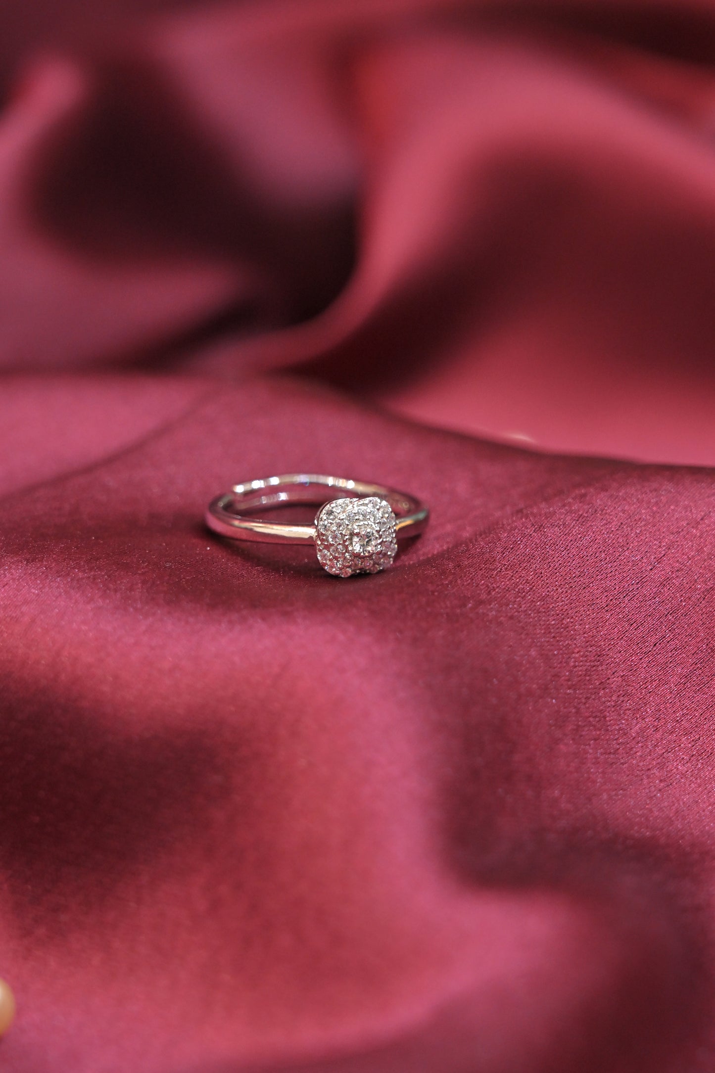 radiant cluster silver ring