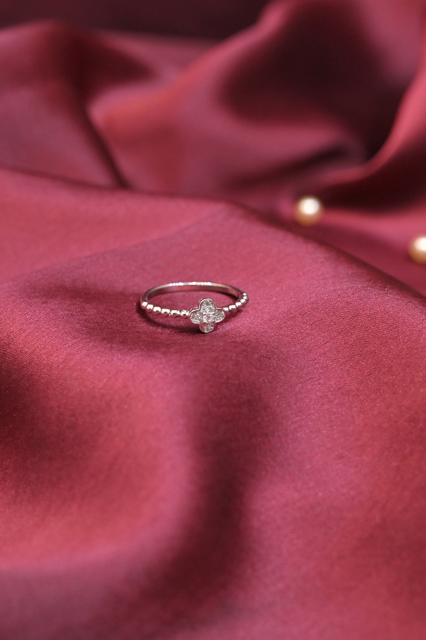 925 silver clover sparkle ring