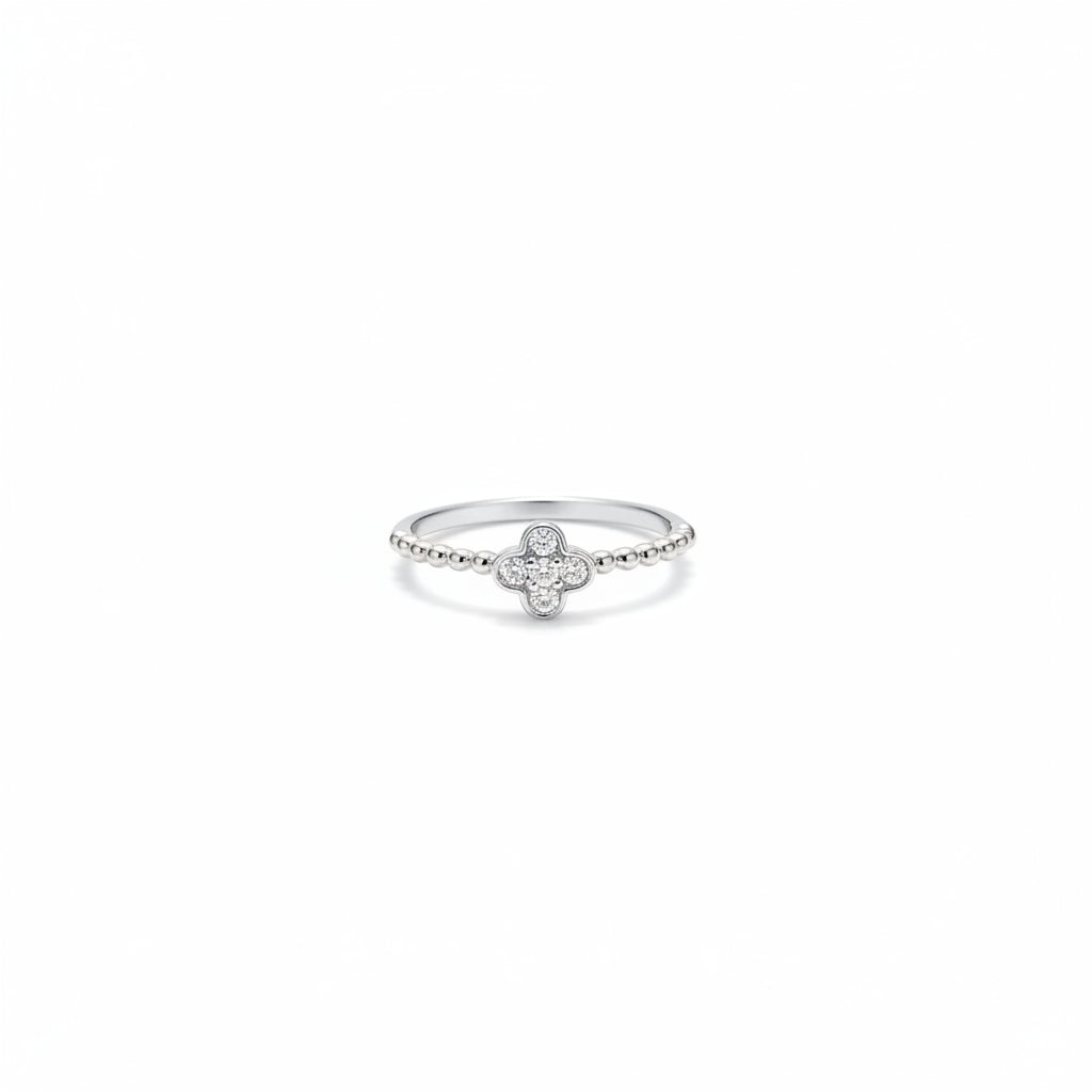 925 silver clover sparkle ring