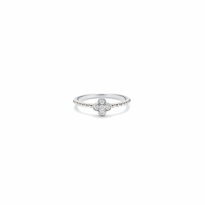 925 Silver Clover Sparkle Ring