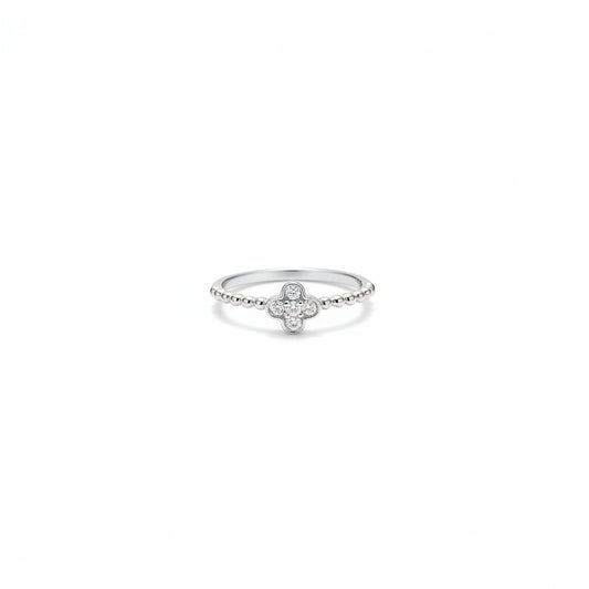 925 Silver Clover Sparkle Ring