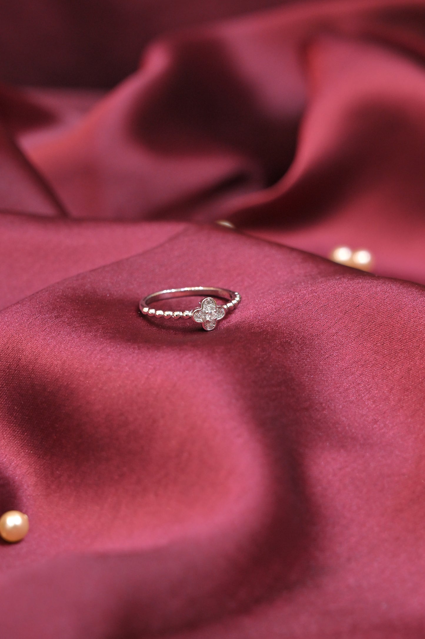 925 silver clover sparkle ring
