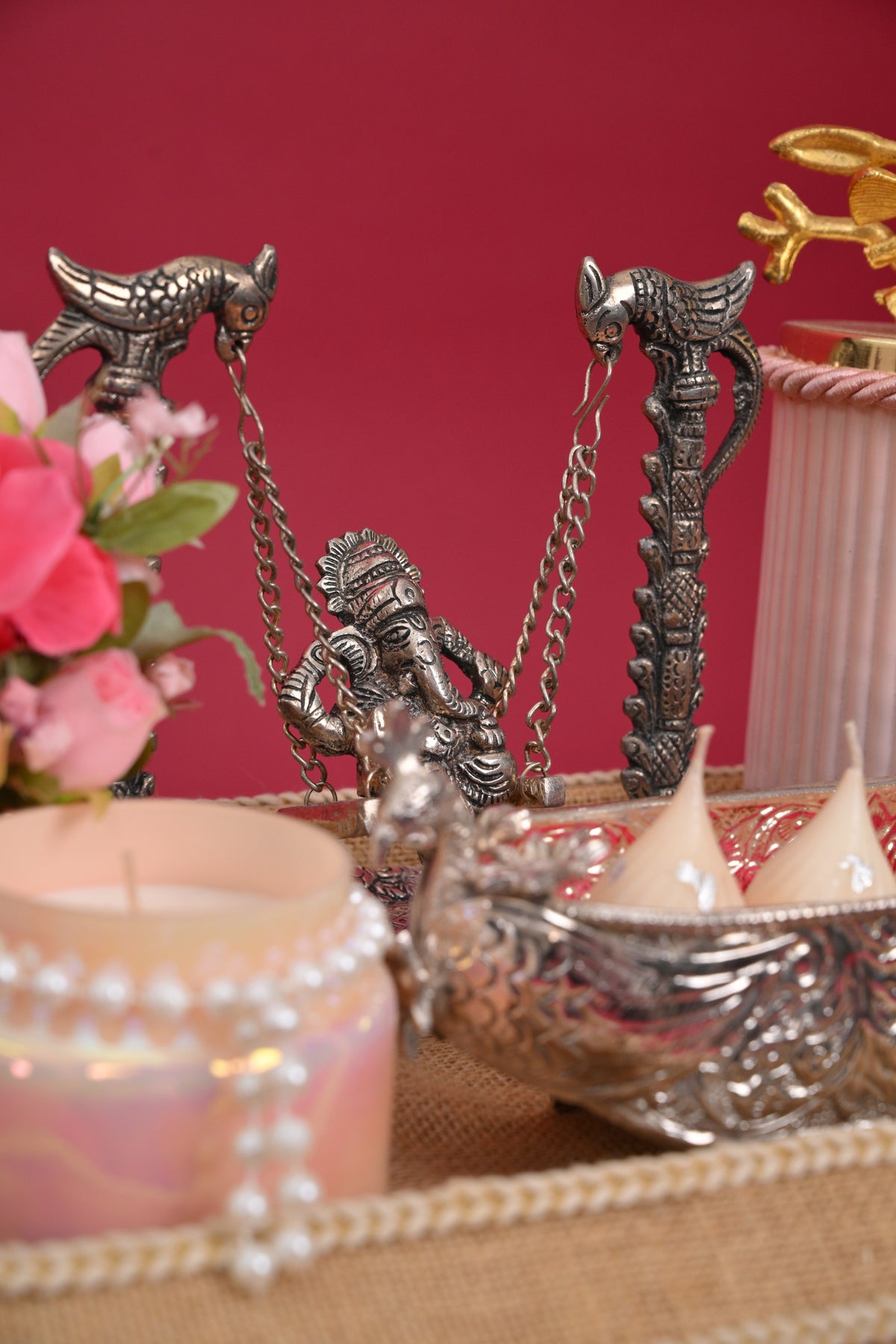 premium german silver diwali pooja gift hamper with ganesha
