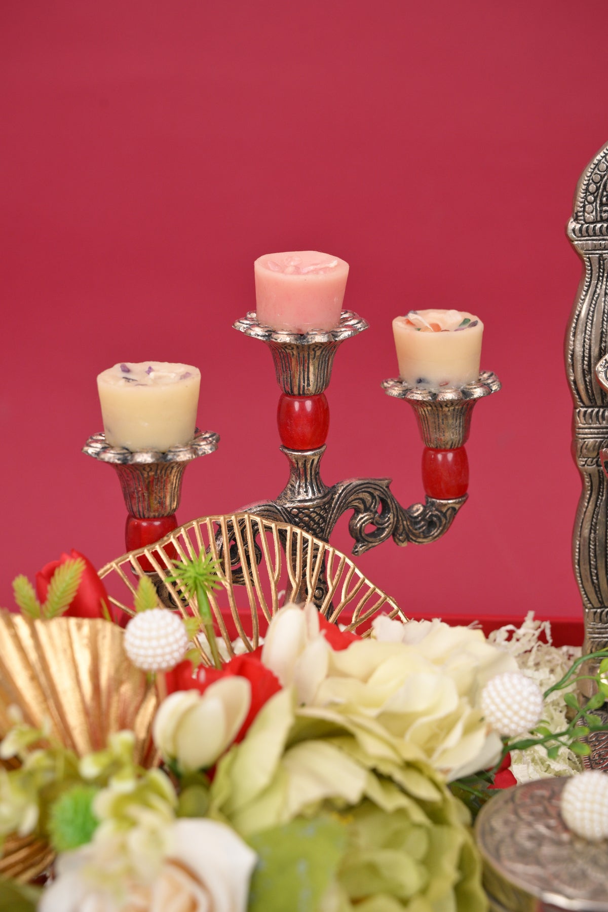 ganesh pooja decor hamper with decorative tray