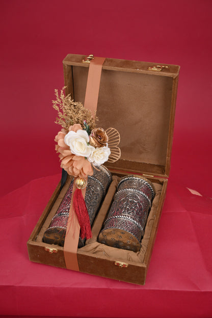 German Silver Decorative Bottle Set with Gift Box