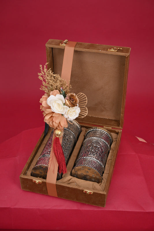 German Silver Decorative Bottle Set with Gift Box