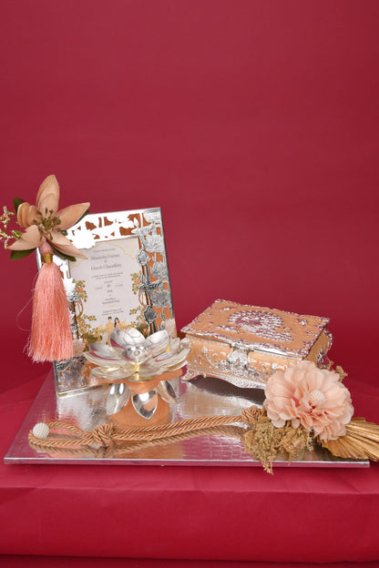 Wedding Invitation & Gift Tray with Decorative Box & Diya