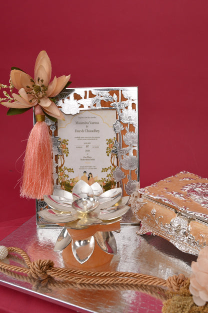 Wedding Invitation & Gift Tray with Decorative Box & Diya