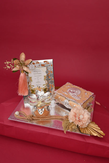 Wedding Invitation & Gift Tray with Decorative Box & Diya