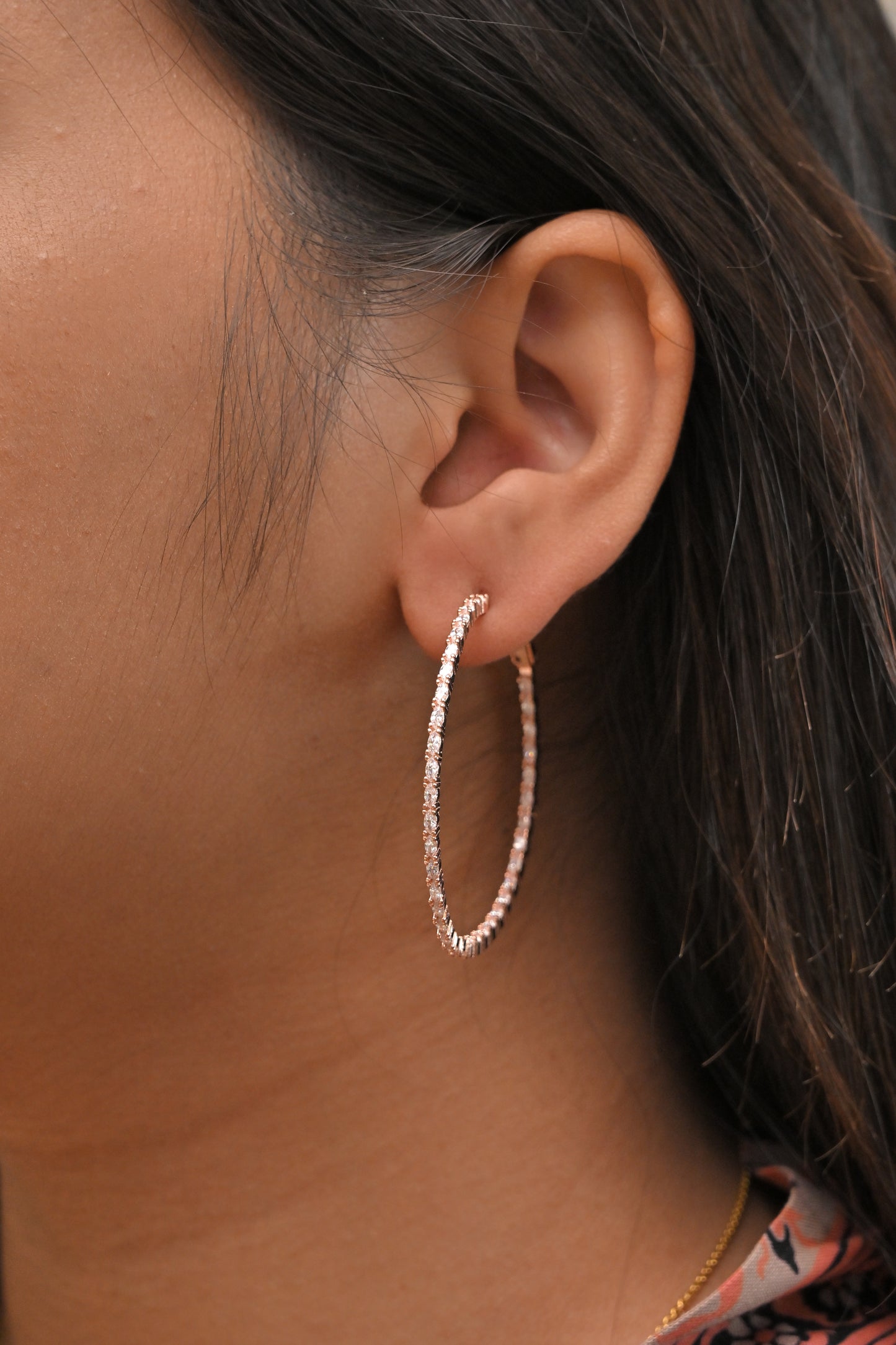 baguette cz hoop earrings