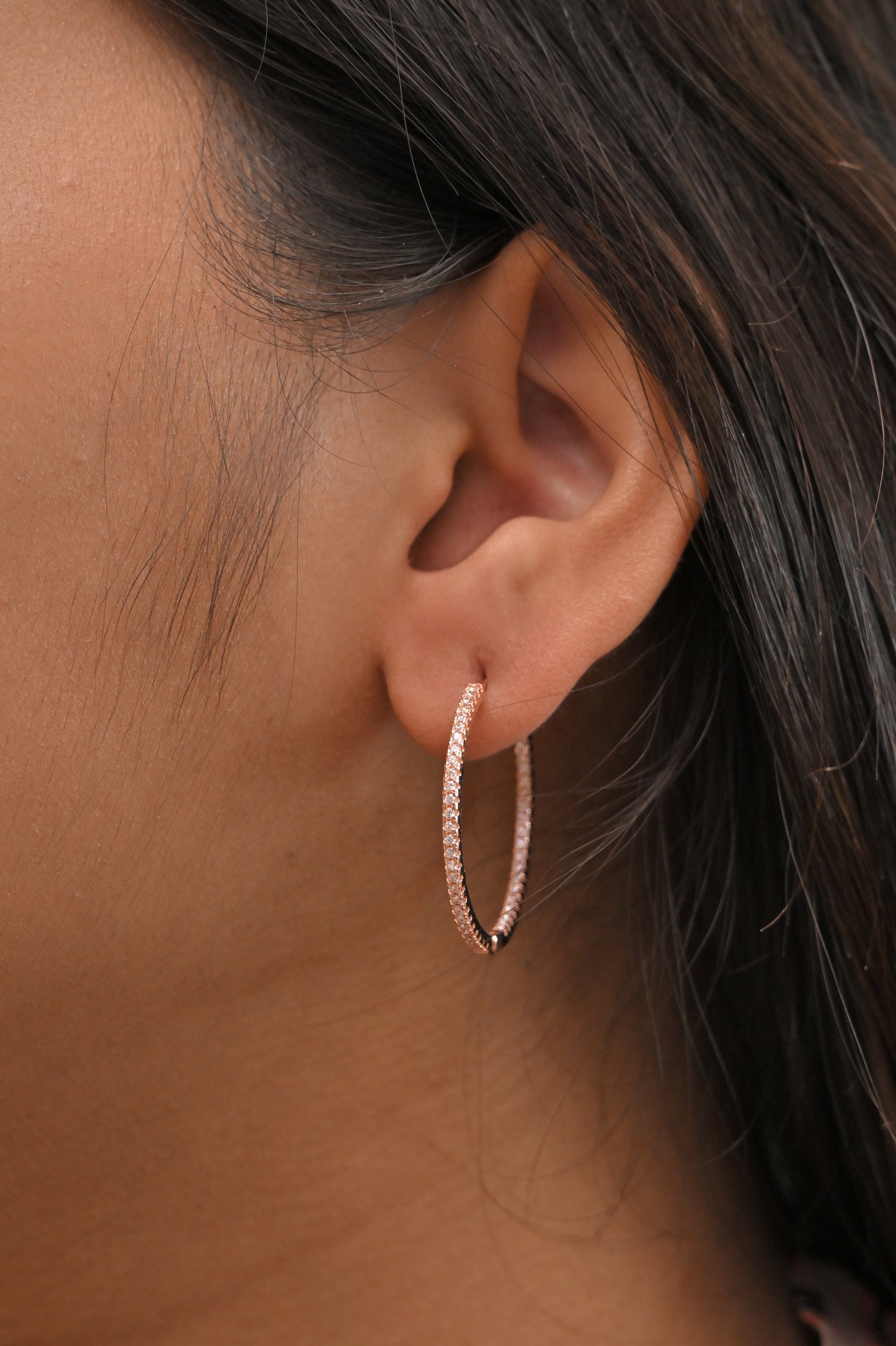 rose gold floral crystal stud earrings