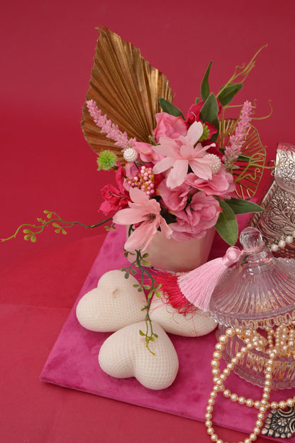 Decorative Gift Hamper with Silver-Toned Bags & Tray