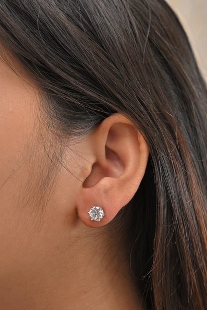 925 Silver Solitaire Stud Earrings