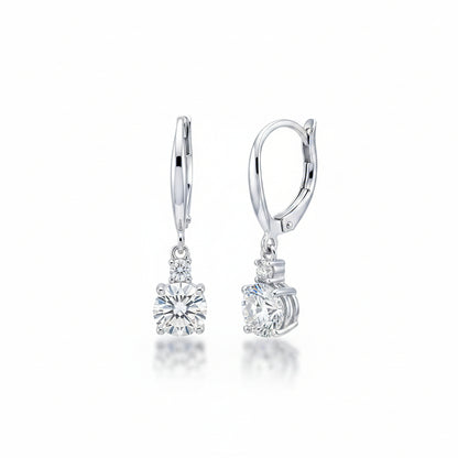 925 Silver Solitaire Drop Hoop Earrings