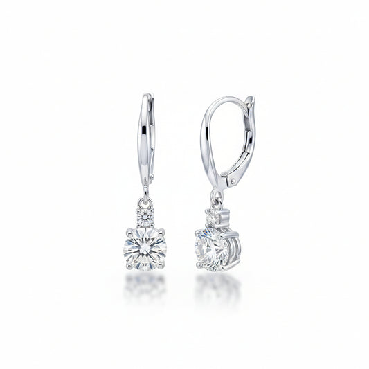 925 Silver Solitaire Drop Hoop Earrings