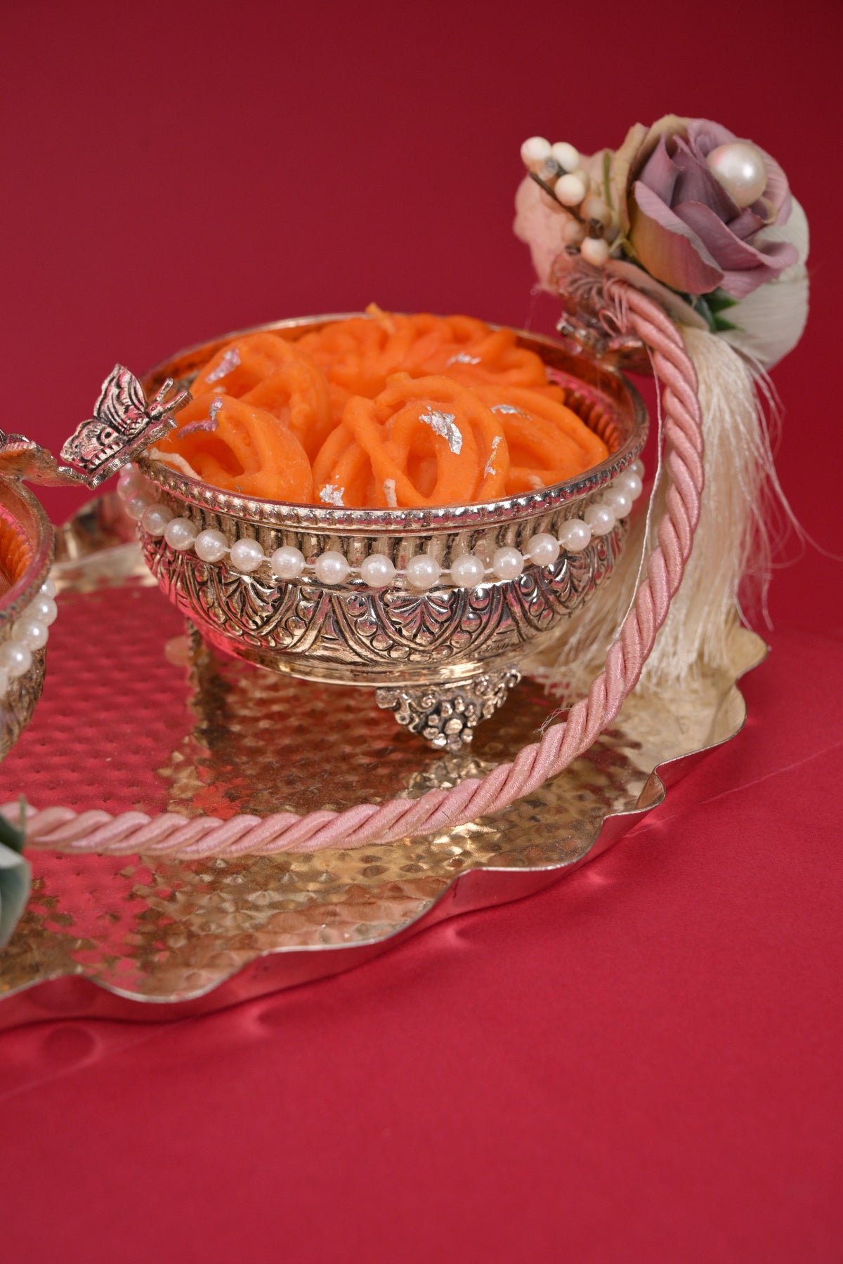 decorative sweet bowls with festive serving tray