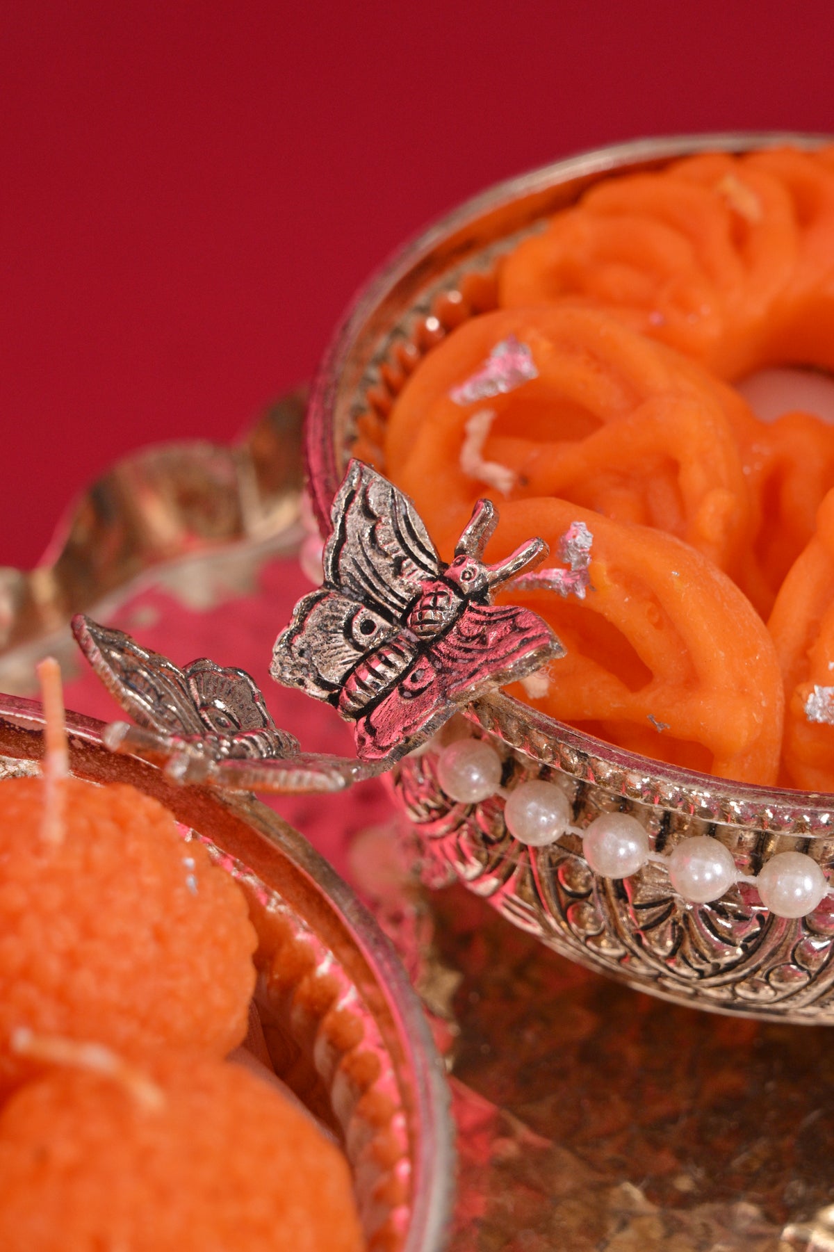 decorative sweet bowls with festive serving tray