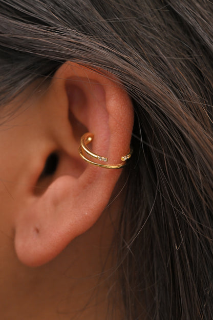 Dual Loop CZ Ear Cuff Earrings