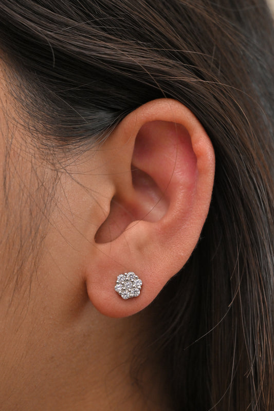 925 Silver Floral CZ Stud Earrings