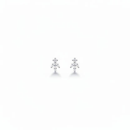 925 Silver CZ Leaf Stud Earrings