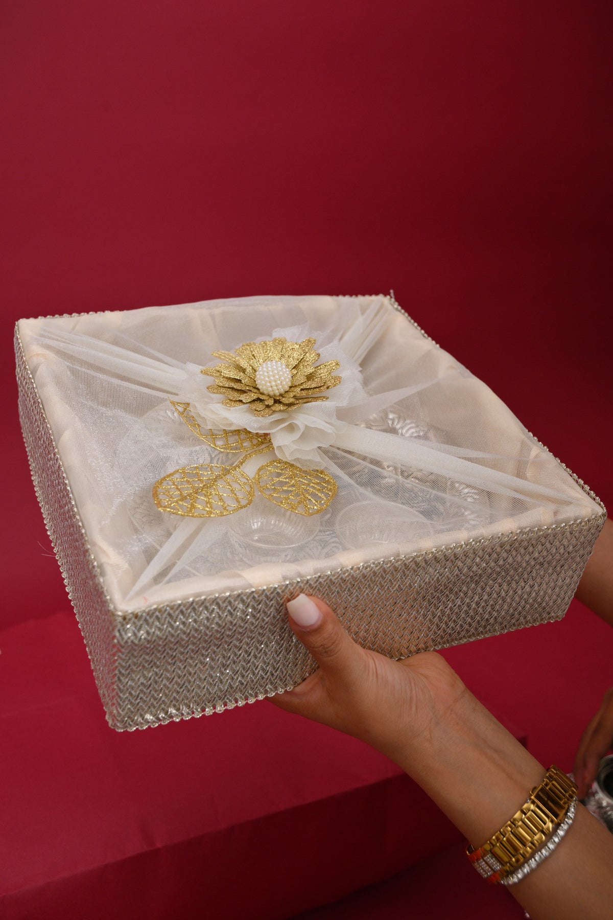 small pooja thali with decorative hamper box