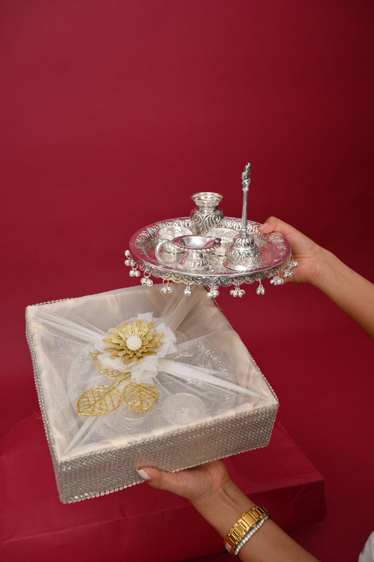 Small Pooja Thali with Decorative Hamper Box