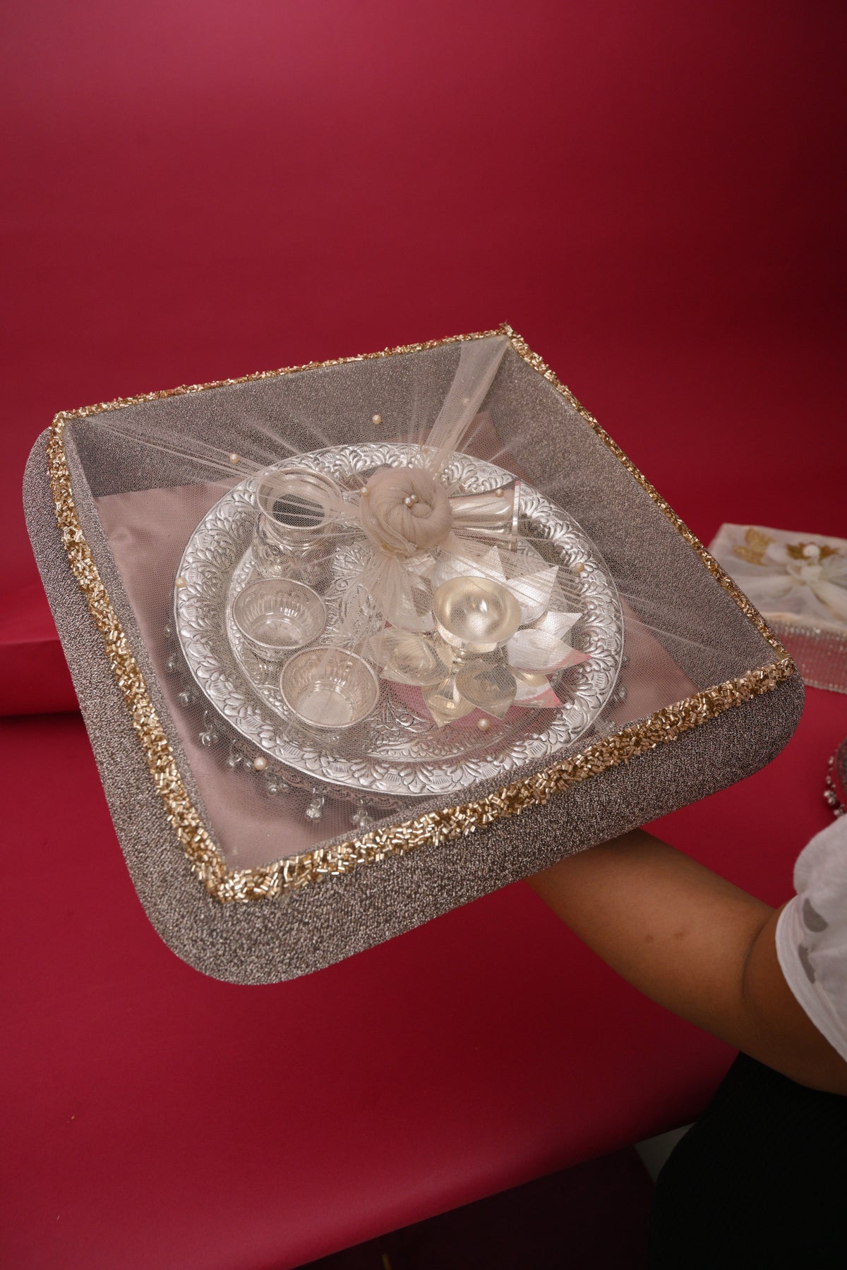 big pooja thali with decorative hamper box