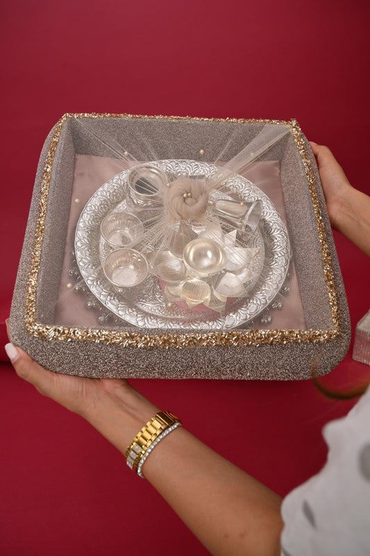 Big Pooja Thali with Decorative Hamper Box