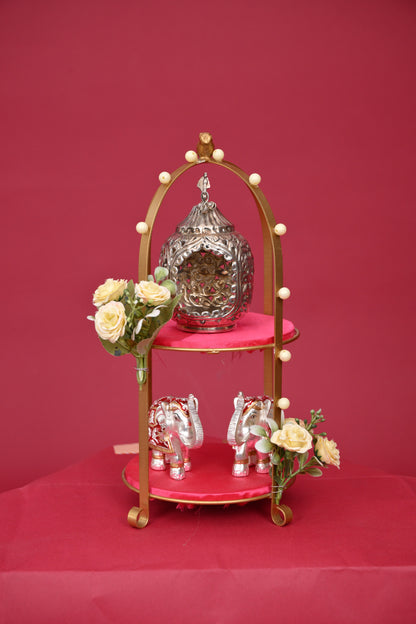 Two-Tier Decorative Pooja Stand with Ganesha & Diyas