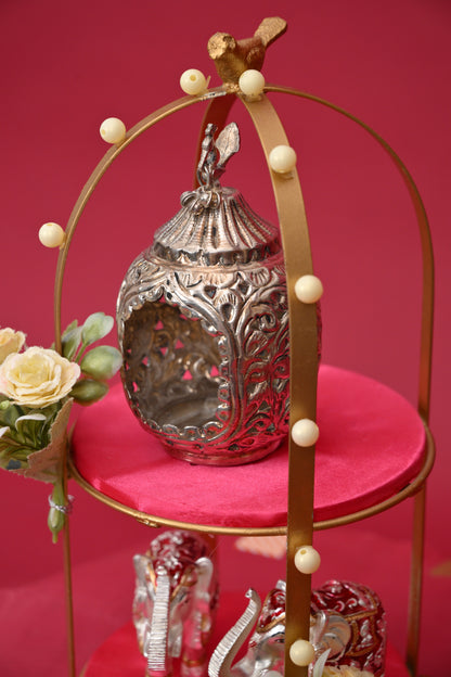 Two-Tier Decorative Pooja Stand with Ganesha & Diyas