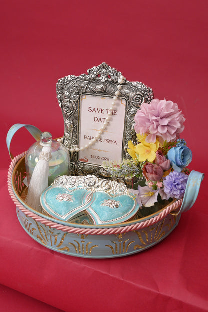 Decorative Wedding Frame Gift Tray with Heart Boxes