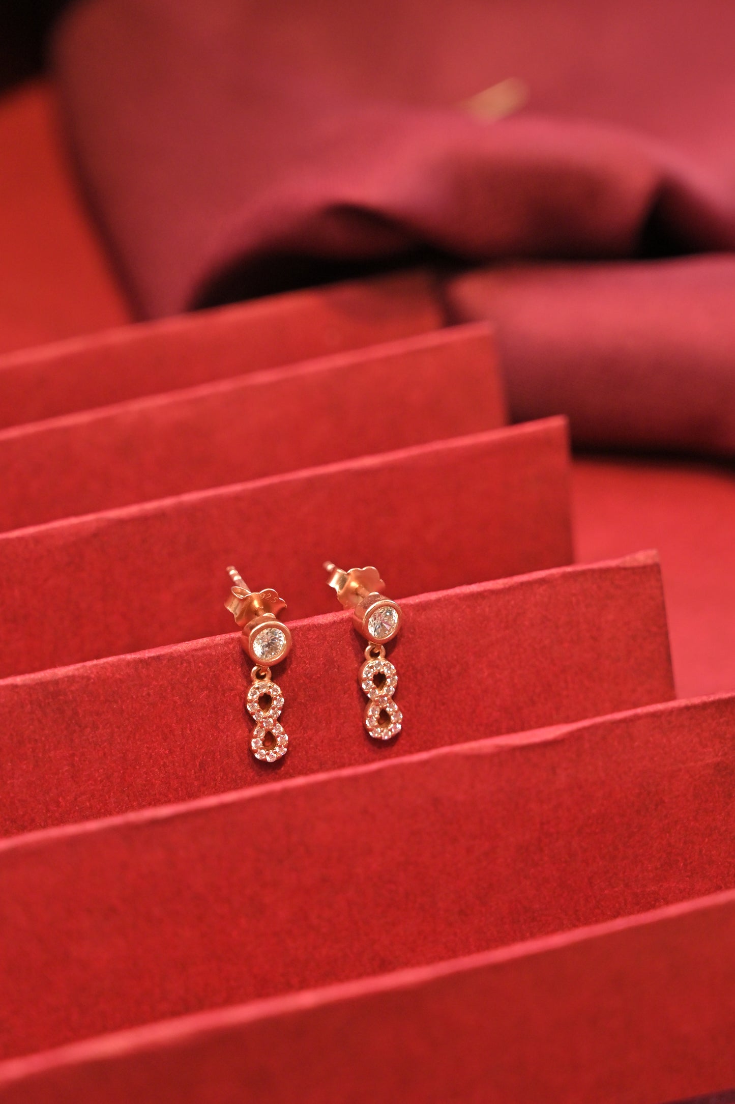 925 silver infinity drop stud earrings