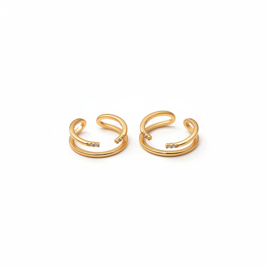Dual Loop CZ Ear Cuff Earrings