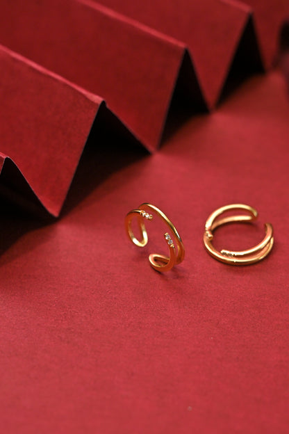 Dual Loop CZ Ear Cuff Earrings