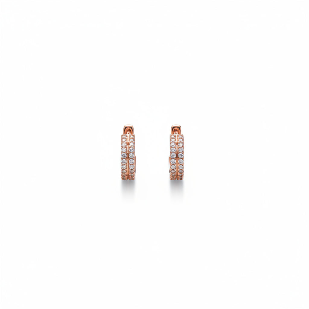 double row cz hoop earrings