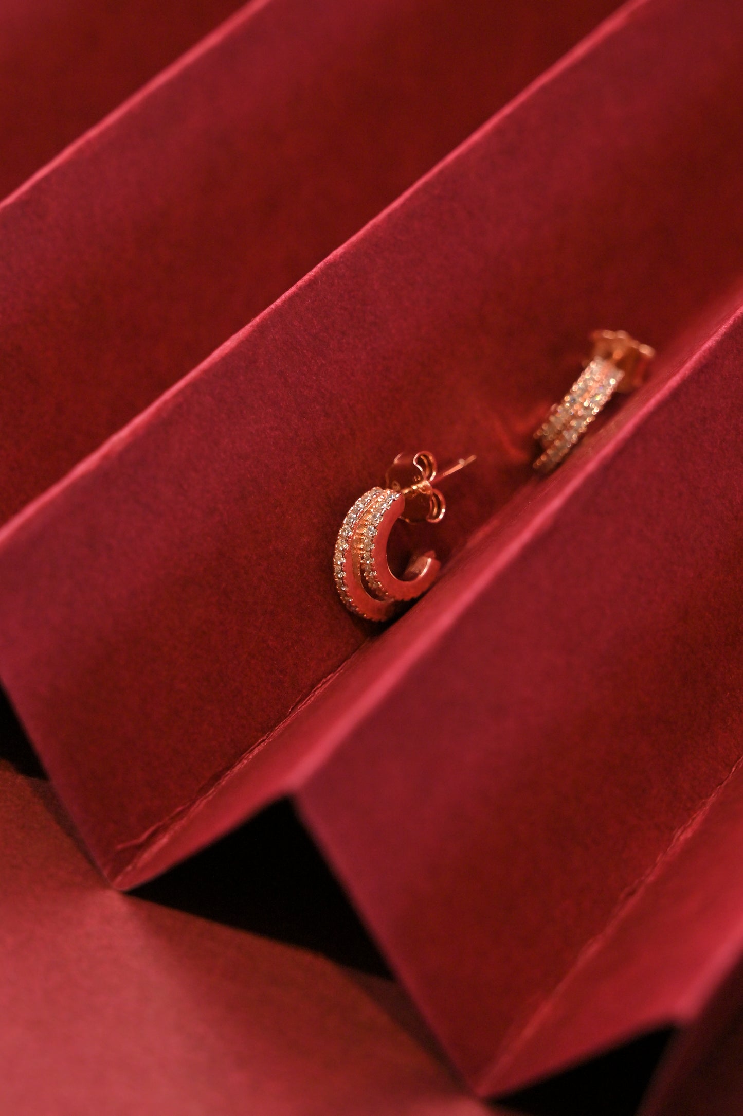 double row cz hoop earrings