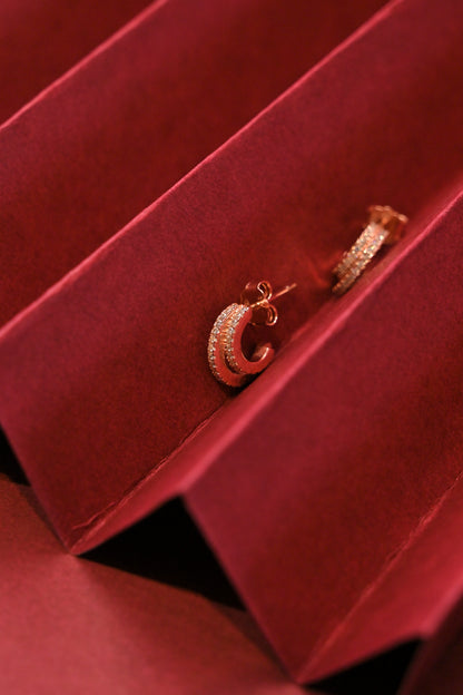 Double Row CZ Hoop Earrings