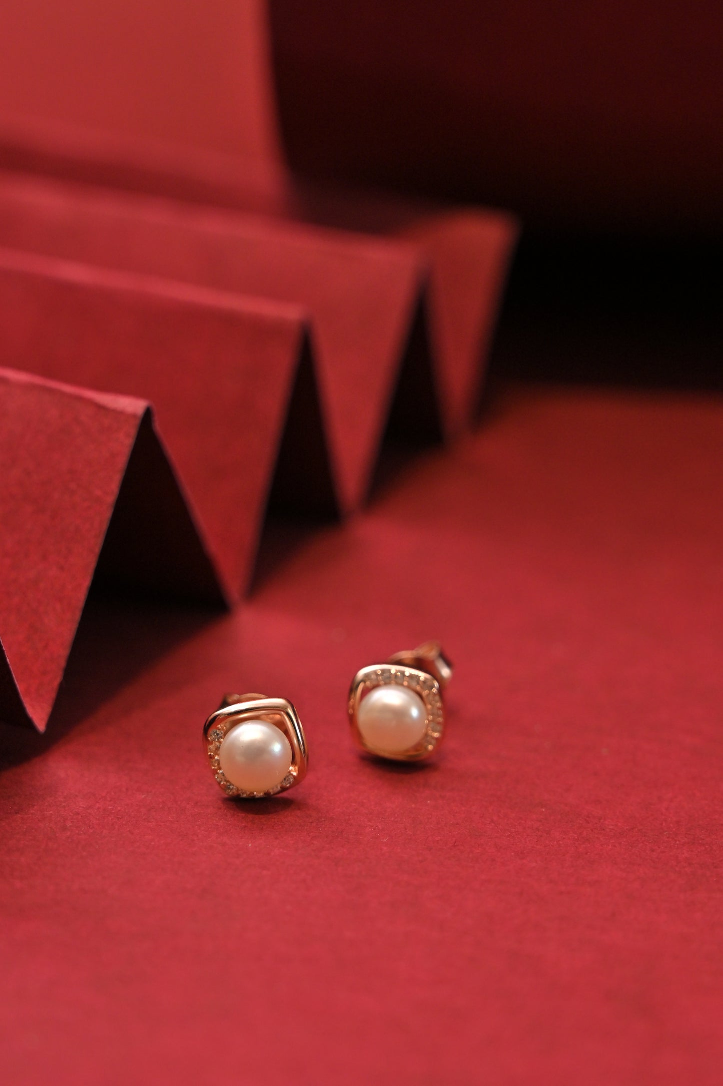 925 silver rose gold pearl stud earrings