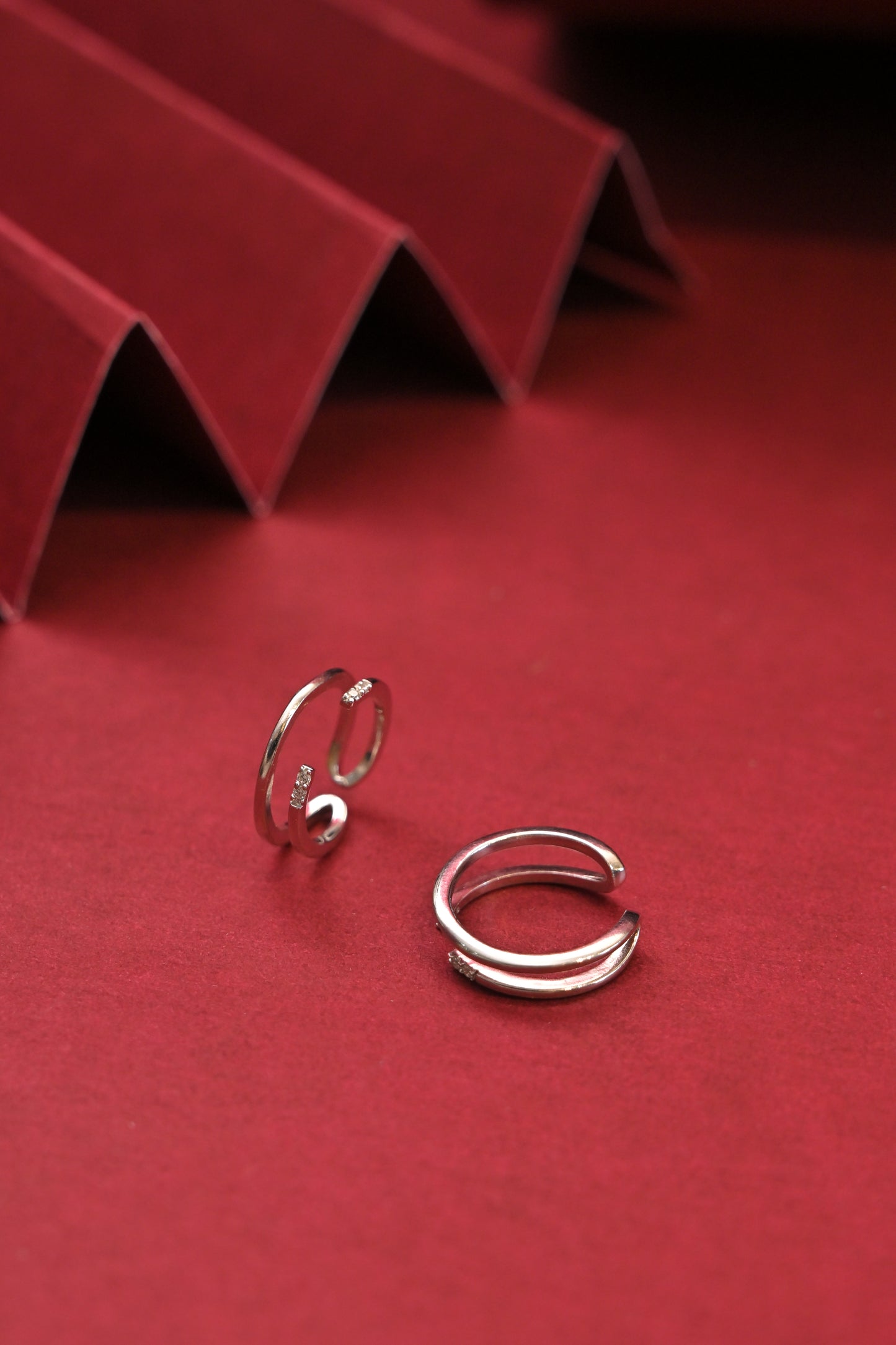 dual loop cz ear cuff earrings