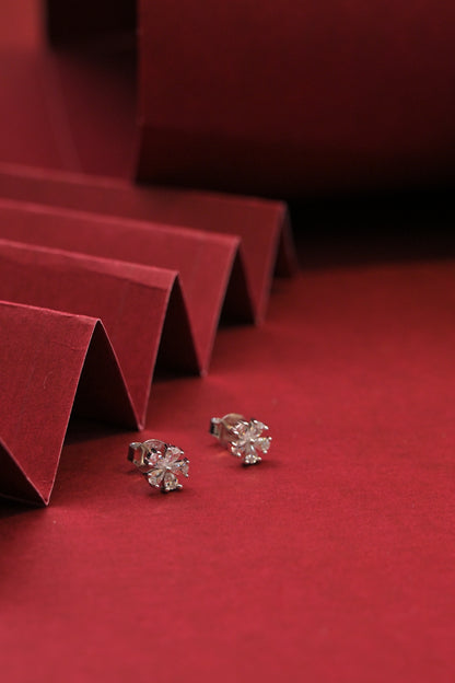 Silver Floral CZ Stud Earrings