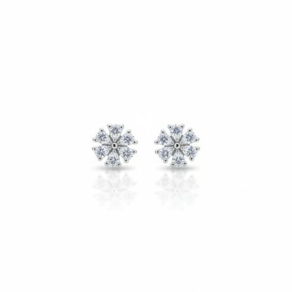 Silver Floral CZ Stud Earrings