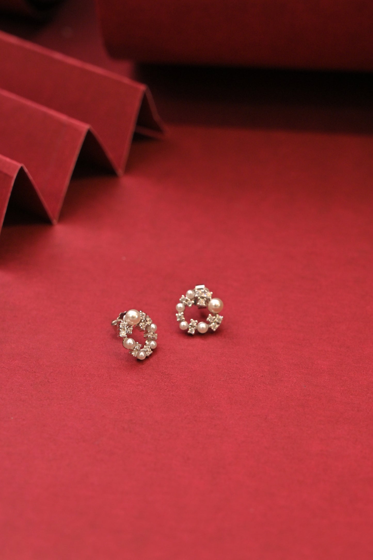 925 silver pearl wreath stud earrings
