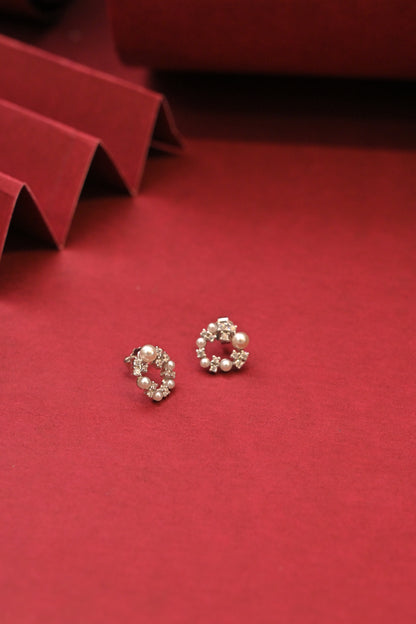 925 Silver Pearl Wreath Stud Earrings
