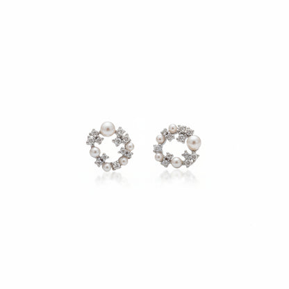 925 Silver Pearl Wreath Stud Earrings