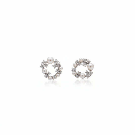 925 Silver Pearl Wreath Stud Earrings